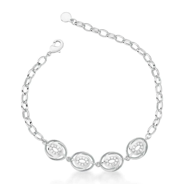 Pulseira Elos com Zirconia Ródio Branco