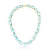 Colar Cristais Azul Claro Banhado a Ouro 18k