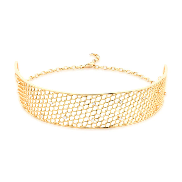 Choker Favo Banhada a Ouro 18k