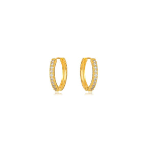 Argola Cravejada com Micro Zircônias - Banhado à Ouro 18K