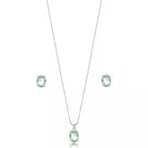 Conjunto Semijoia Oval Aqua Marinha