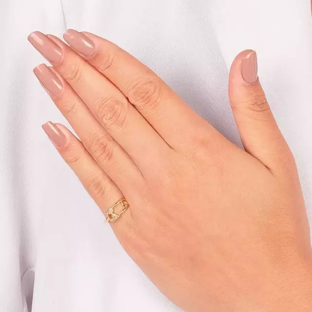 Anel Alfinete Com Micro Zircônias Banhado à Ouro 18K