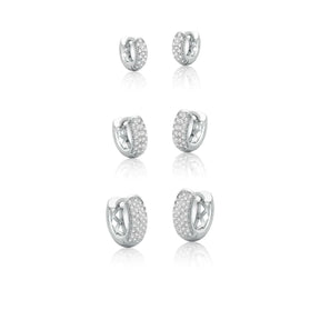 Trio de Argolas Cravejadas com Zircônias